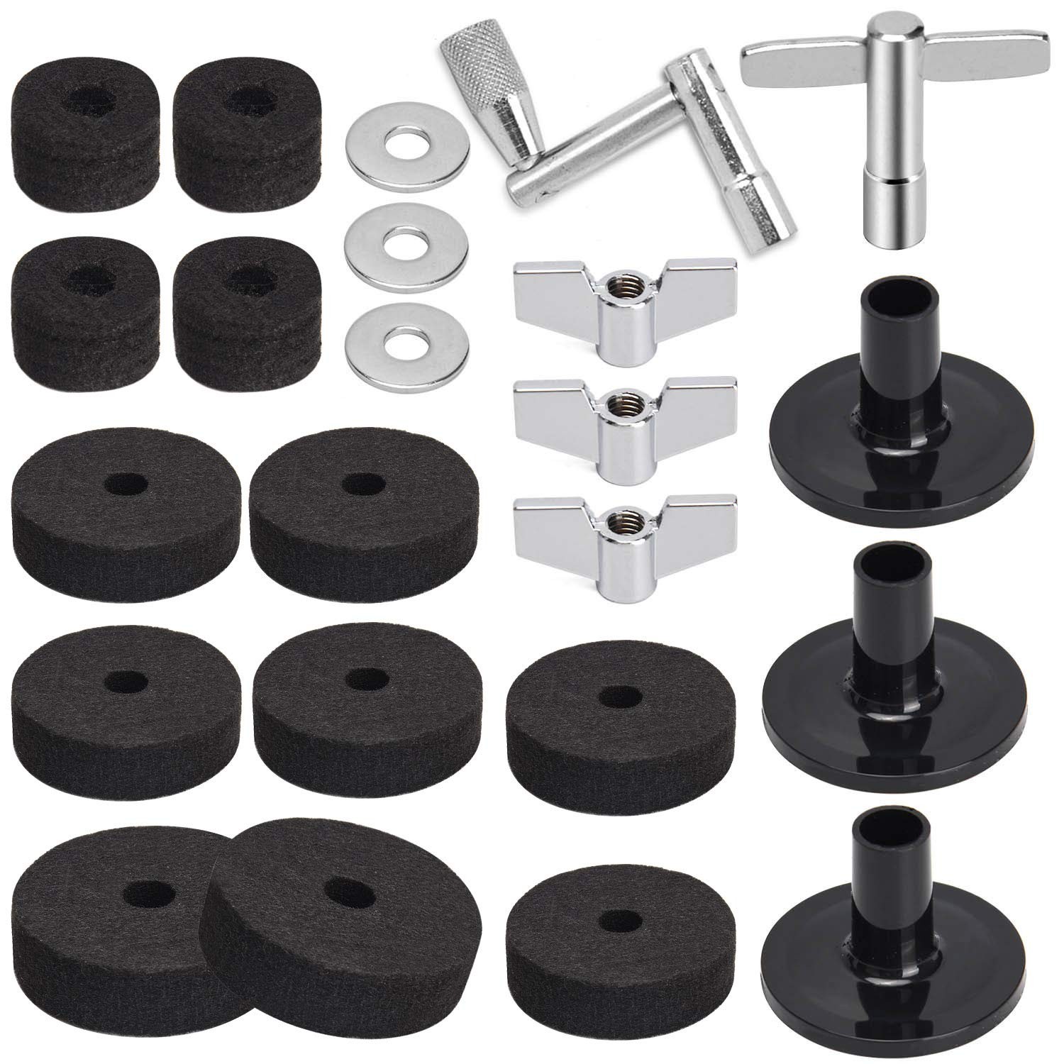 23PCS Drum Cymbal Replacement Hardware Kit Felt Pads Washers Sleeves
