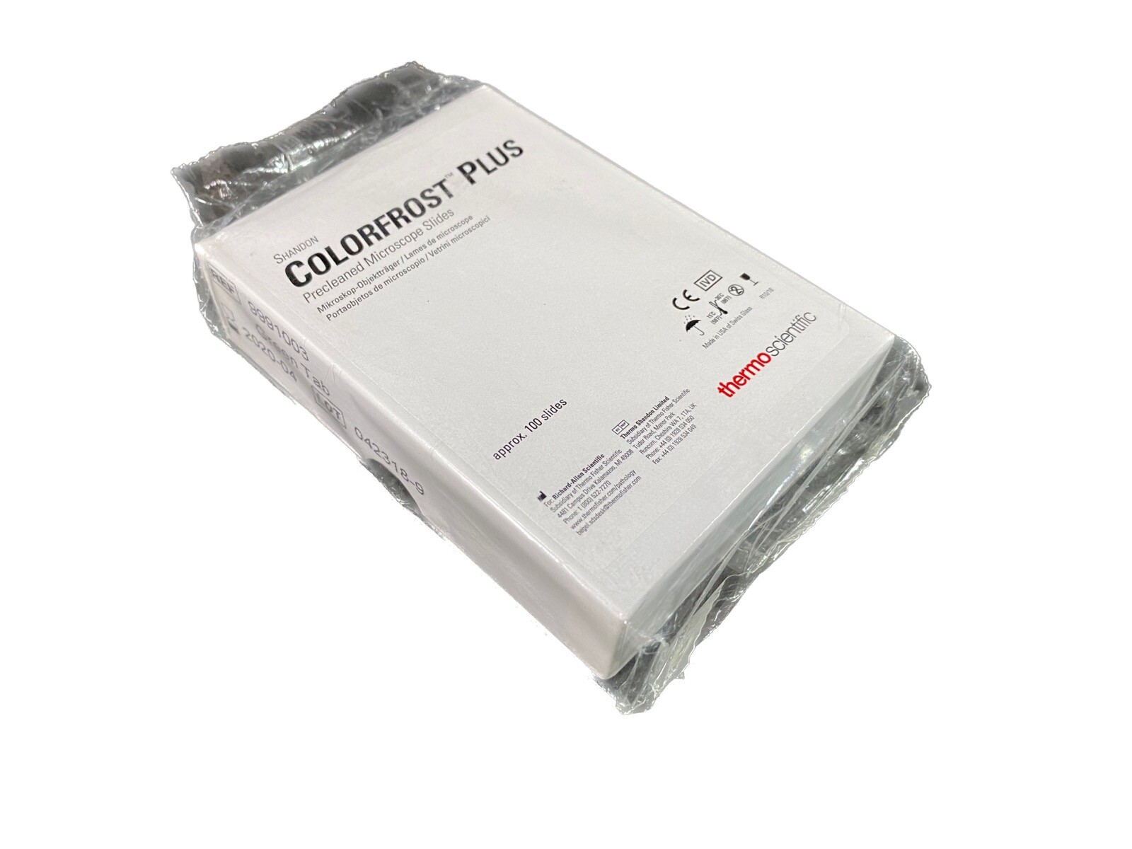 EPREDIA Shandon Colorfrost Plus Precleaned Microscope Slides Green Tab (100/Cs)