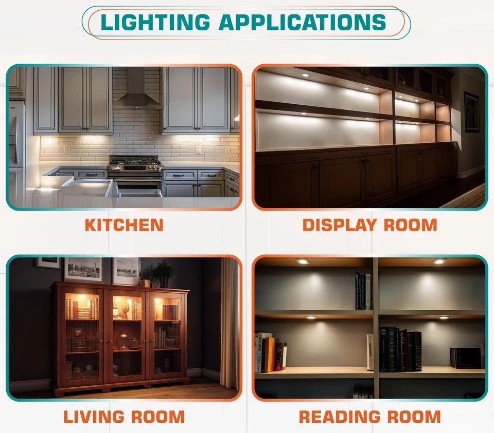 Single Under Cabinet Puck Light, Collection Display Cases Bookshelf Counter L...