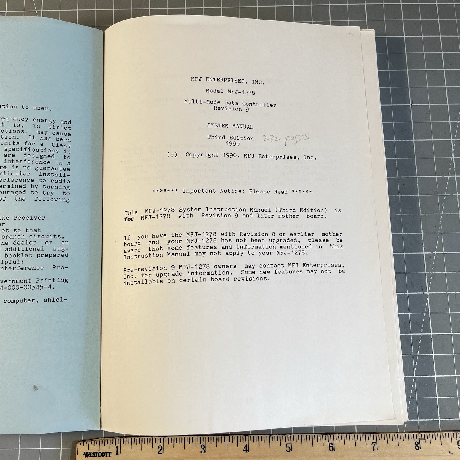 VTG 1990 MFJ-1278/MFJ-1278T Multi-Mode Data Controller Manual