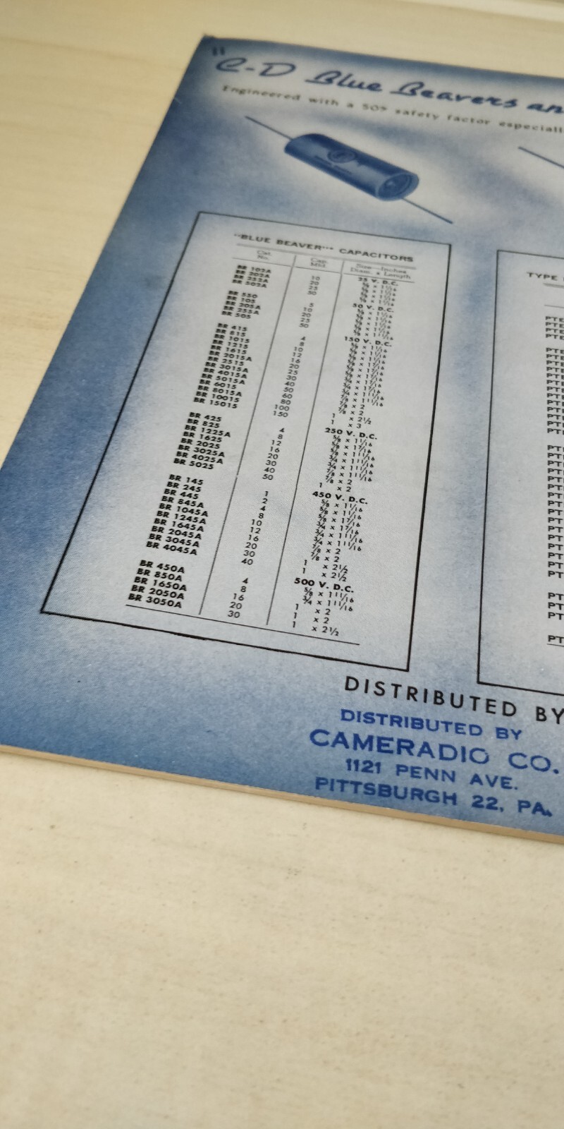Vintage 1950s Cornell Dubier TV Capacitor Replacement Guide