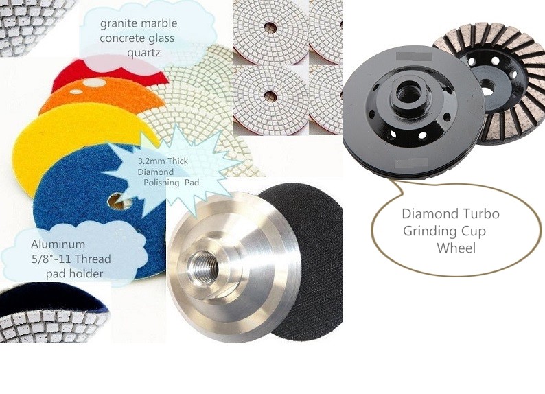 4" Polishing 26 Pad aluminum Backer 2 Grinding Cup Wheel GRANITE Concrete