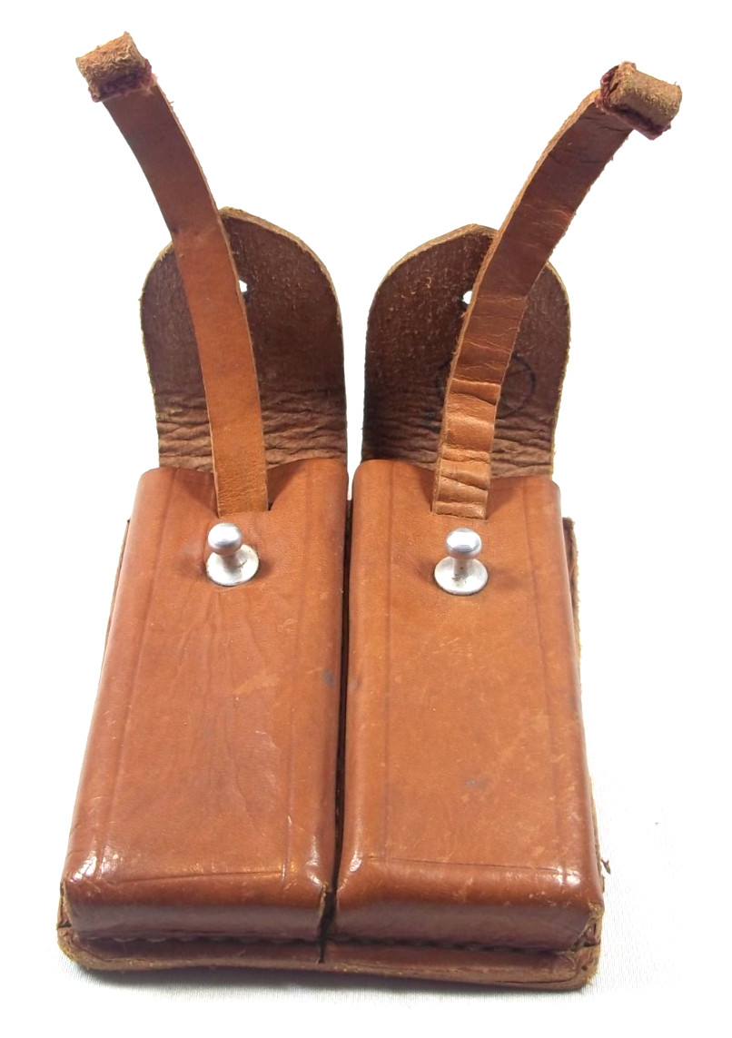 Leather Pistol Double Mag Pouch Army Cold War Era