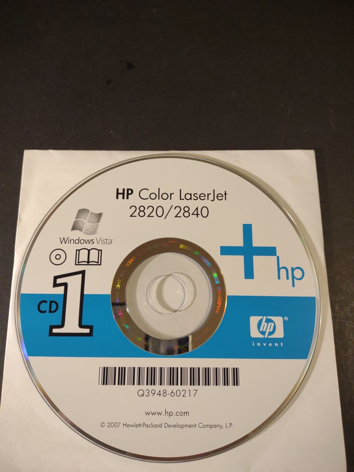Windows Vista HP Color LaserJet 2820/2840 Software Drivers Setup Install Disk CD