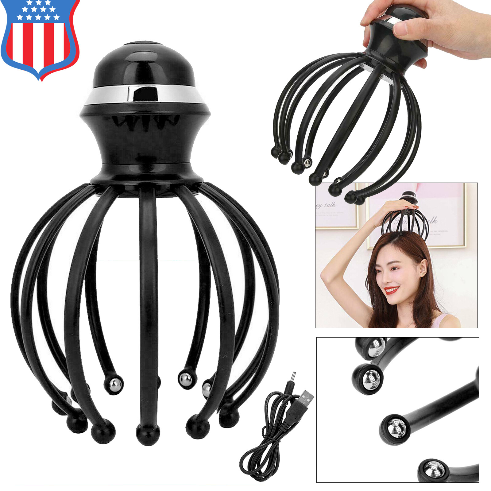 Head Massager Octopus Claw Handheld SPA Scalp Massager Electric Vibration Relax