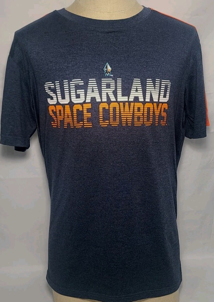 New Era MiLB Sugar Land Space Cowboys Men’s Blue Orange T-Shirt Sz Med ~ Used