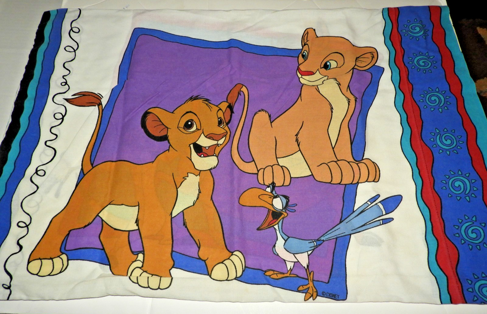 Vintage Disney Lion King Simba Nala Timon Pumba Standard Size 2-sided Pillowcase