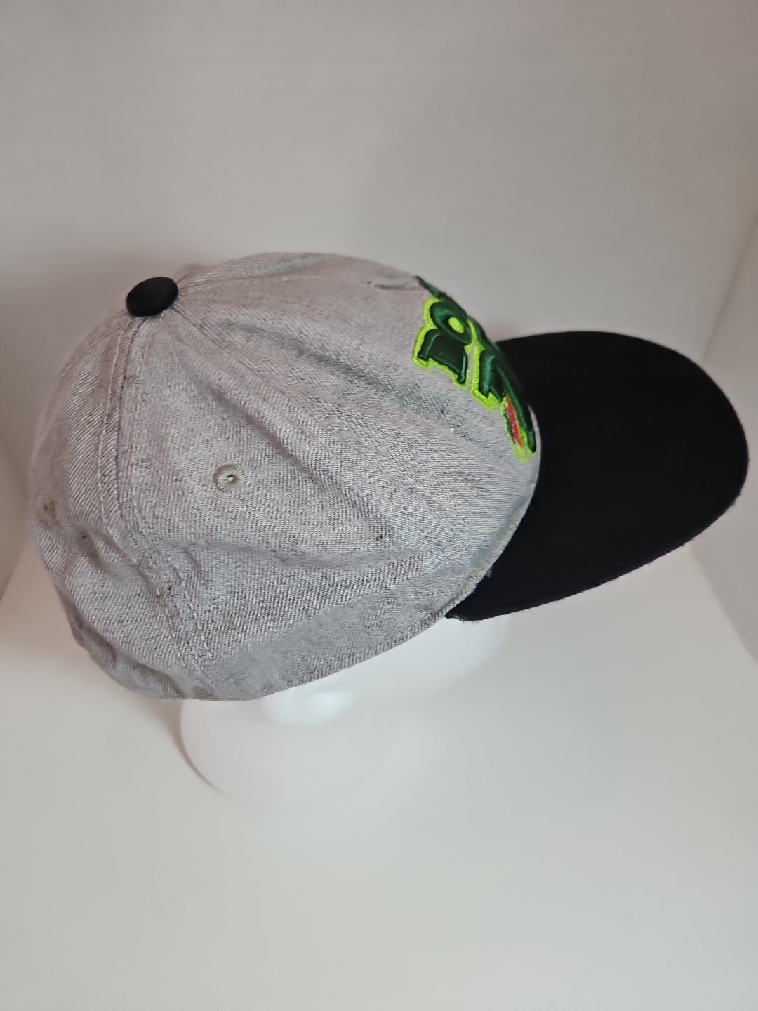 Mountain Dew Large Logo Snap Back Hat Cap Grey Flat Brim 2015 FLAWED