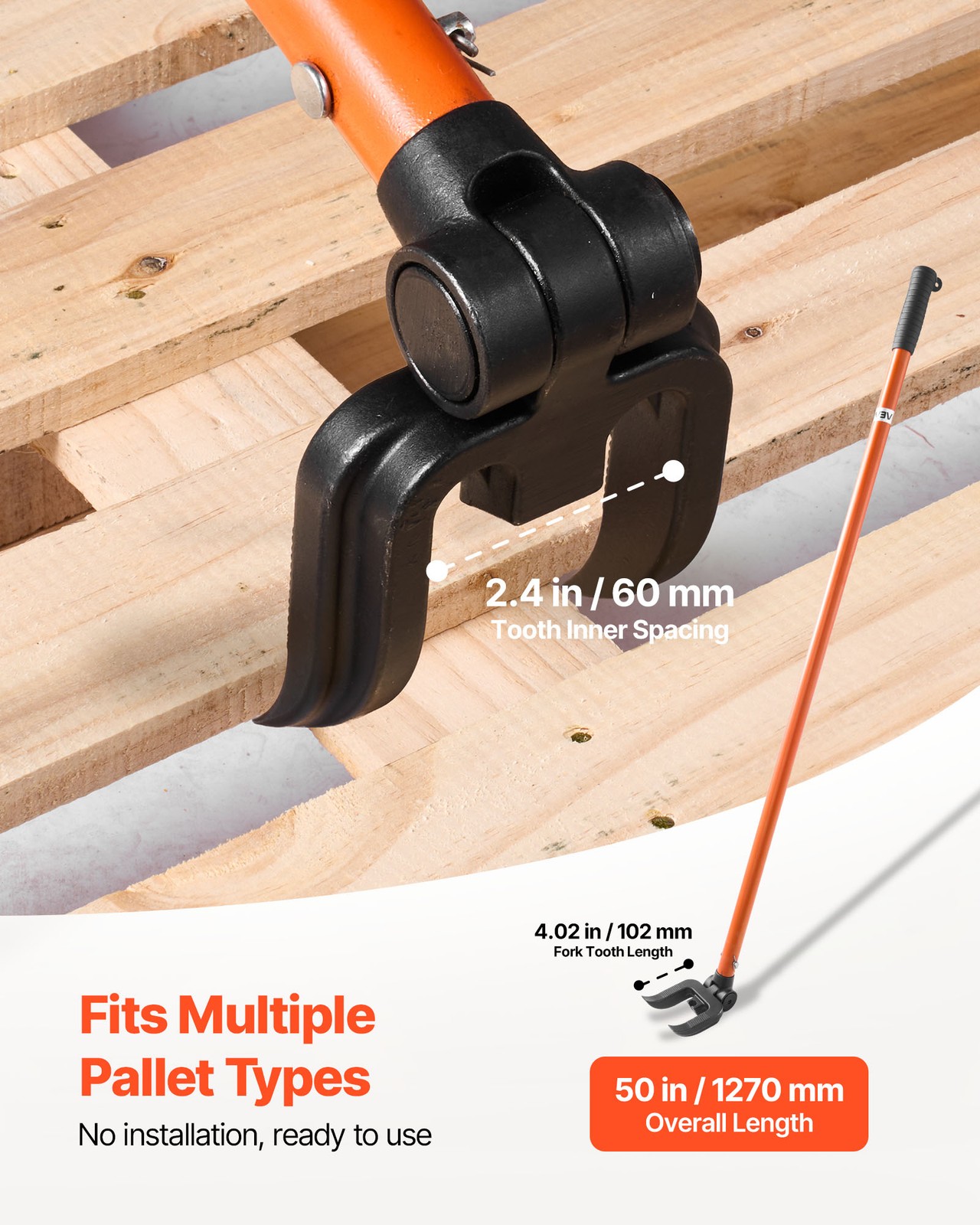 VEVOR Pallet Buster Tool 44 Inch Handle Pry Bar 2000 lbs Deck Removal Tool