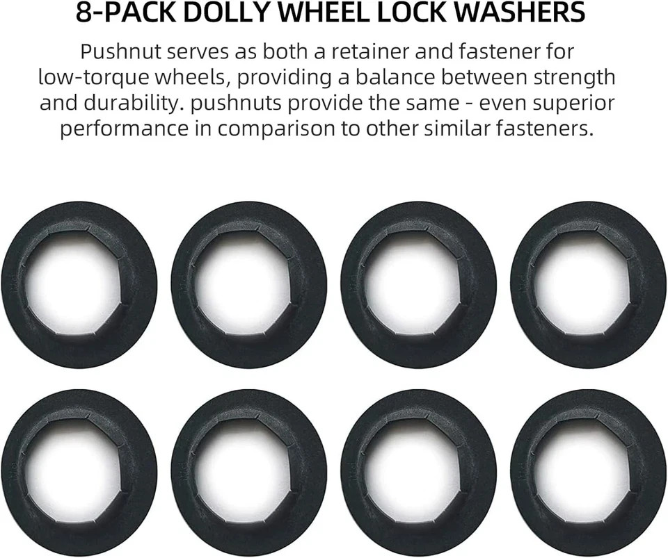 (8-Pack) 3/4" Axle Push Nuts, Dolly Wheel Lock 3/4" (0.75 inch), Black