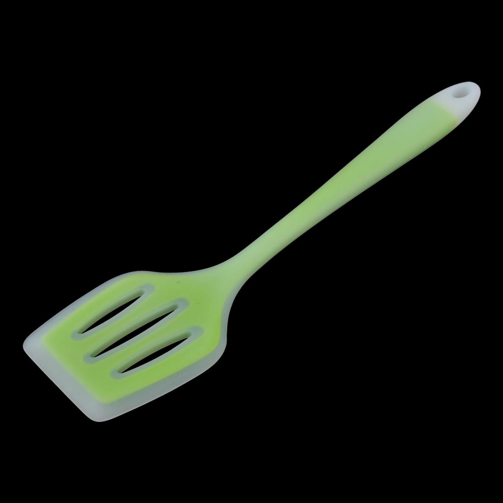 Silicone Slotted Design Heat Resistant Egg Pancake Spatula Green Clear