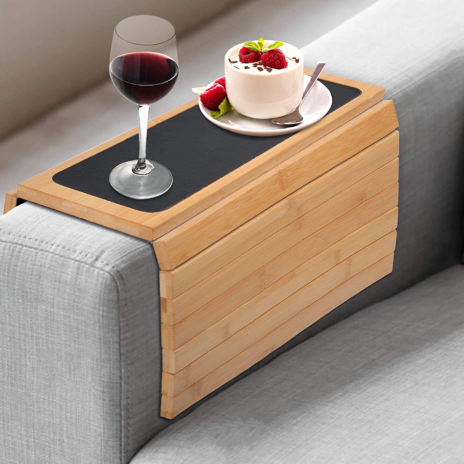 Couch Arm Tray, Sofa Armrest Tray Table, Adjustable and Foldable Couch Arm Ta...