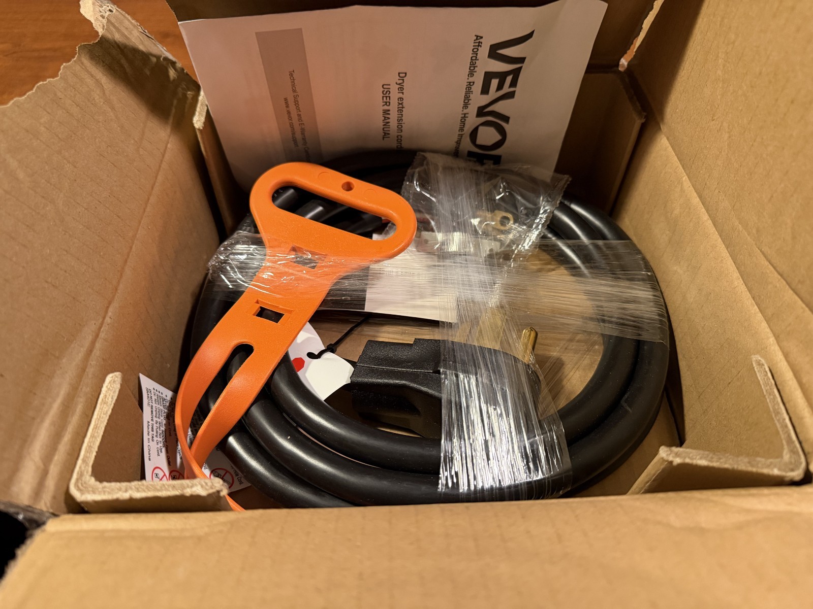 Vevor 110 ft. 10 / 4 Heavy-Duty 30 Amp Black Replacement Dryer Power Cord