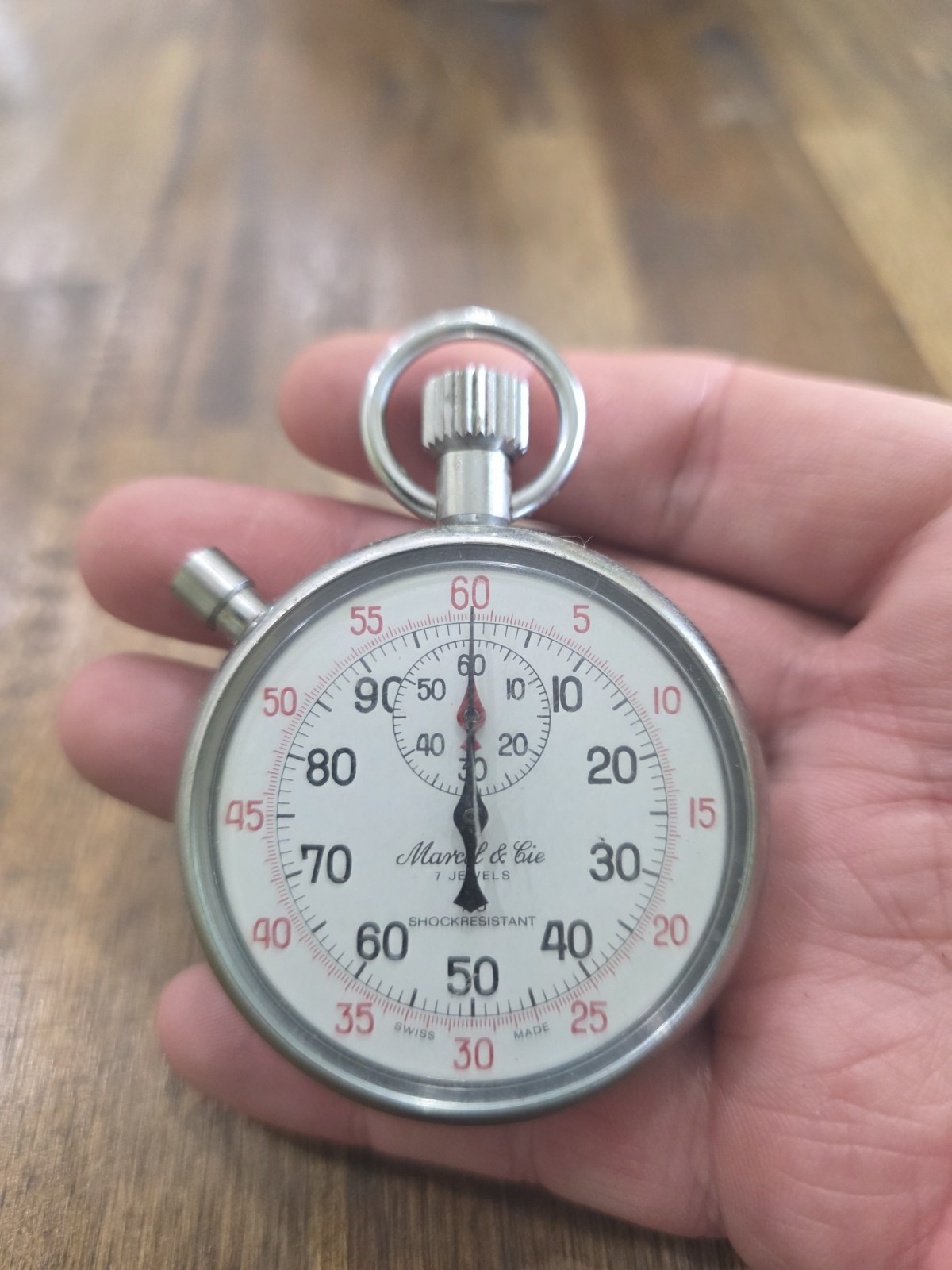 MARCEL & CIE 7 Jewel 1/5 Stopwatch Very Clean Swiss Made Tested Works