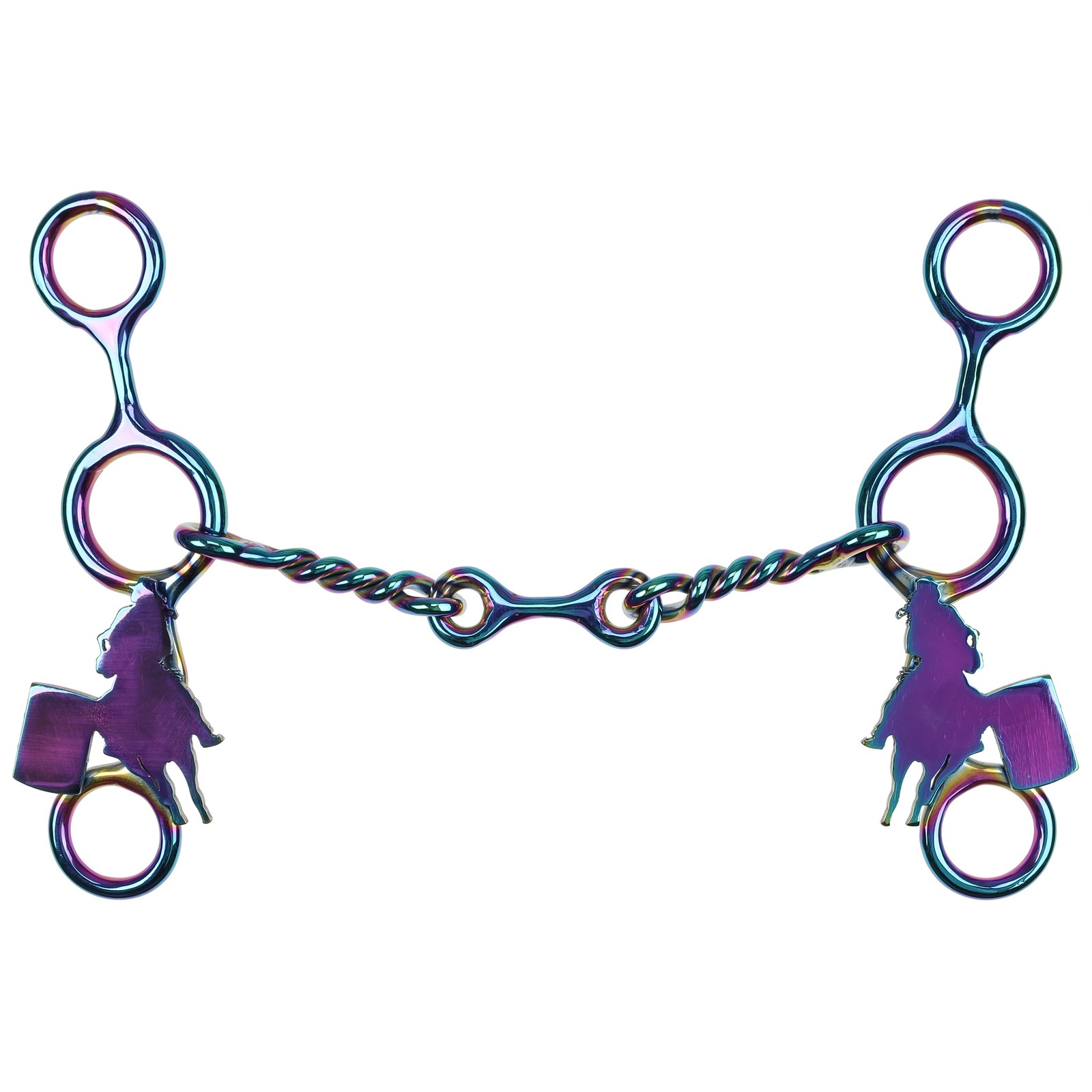 Showman Fast Turns Titanium Coated Stainless Steel JR Cowhorse Bit w/ Dog Bone