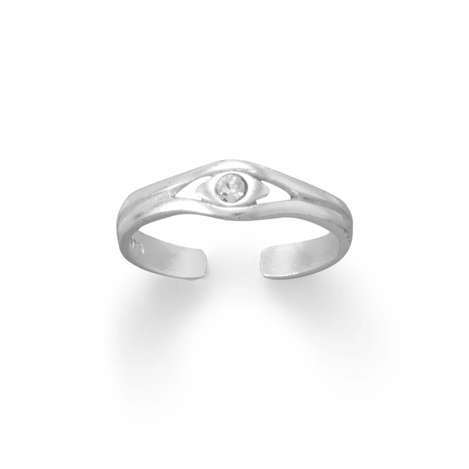 Women's 925 Sterling Silver Polished Crystal Toe Ring - Anniversary, Everyday |