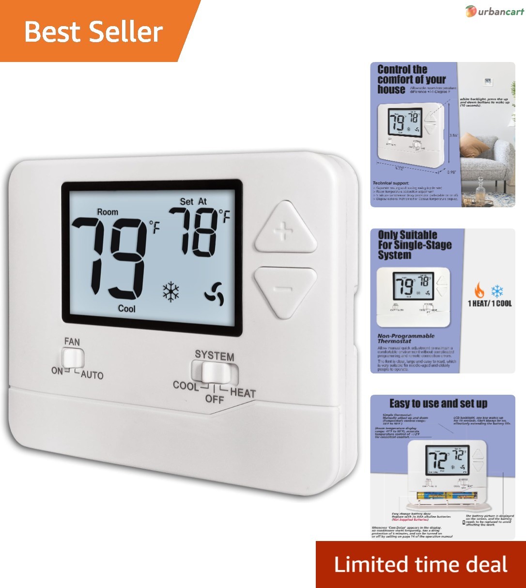 H701 Manual Thermostat: Simple Control for Home Heating & Cooling