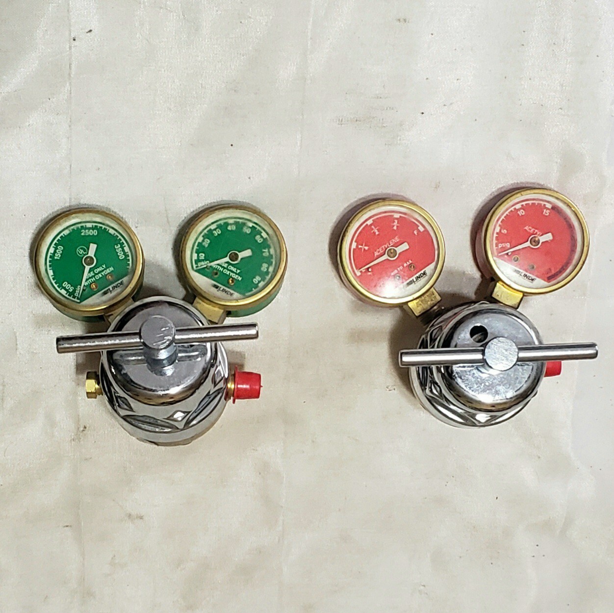 Linde Regulator Set R-2278 Oxygen R-411-MCD Acetylene For Welding Torch CGA-200