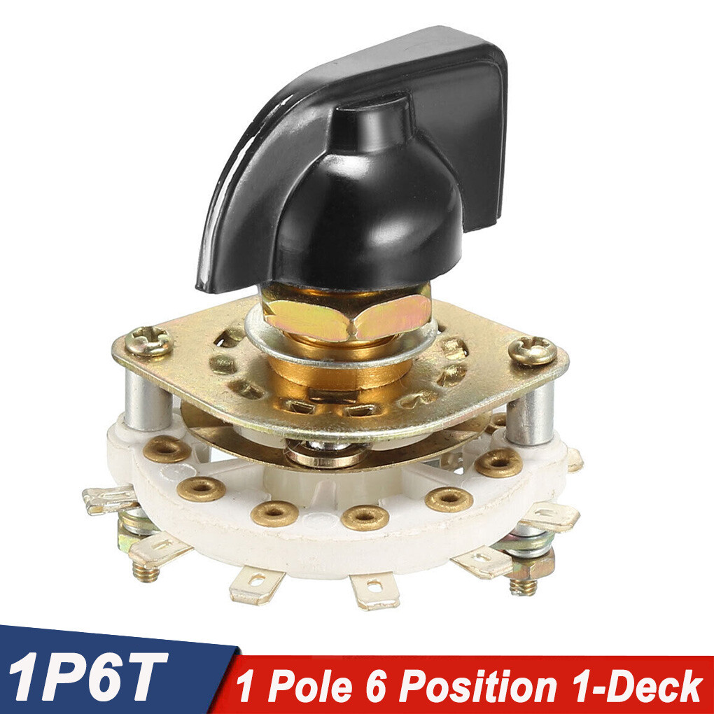 1P6T 1 Pole 6 Position 1-Deck Band Channel Rotary Switch Selector with Knob