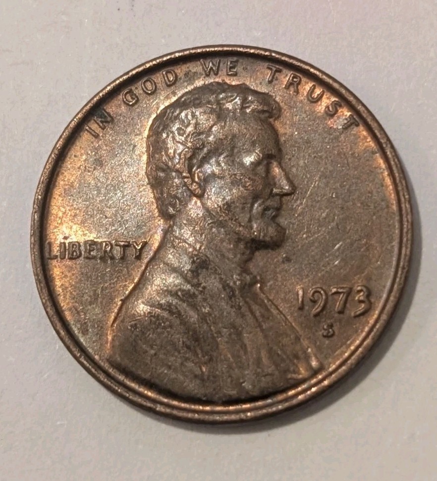 1973 S San Francisco Lincoln Memorial One Cent Coin RB Vintage Currency Money