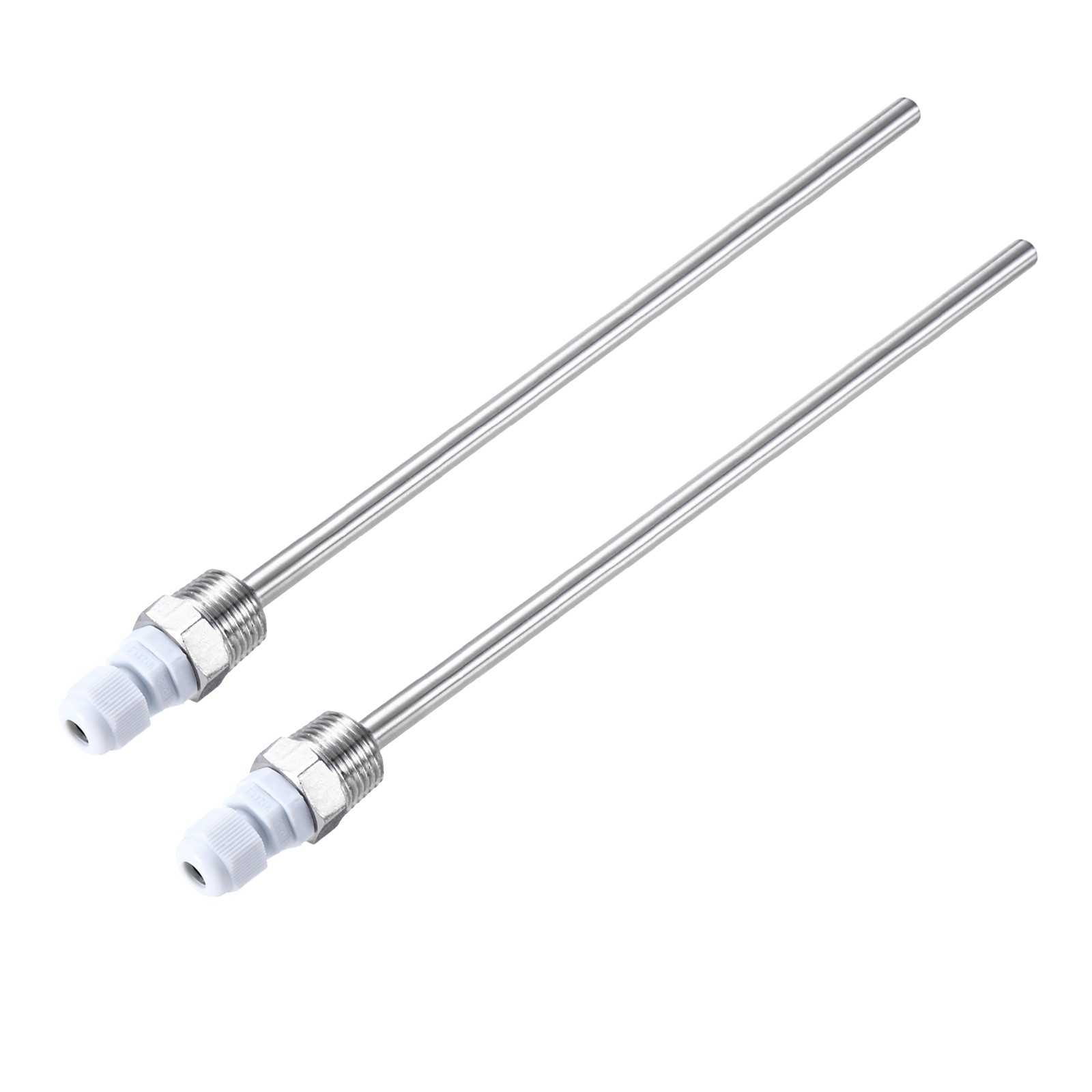 2 Pack 8mm Dia G1/2 Thermowell Weldless Stainless Steel 201 250mm White