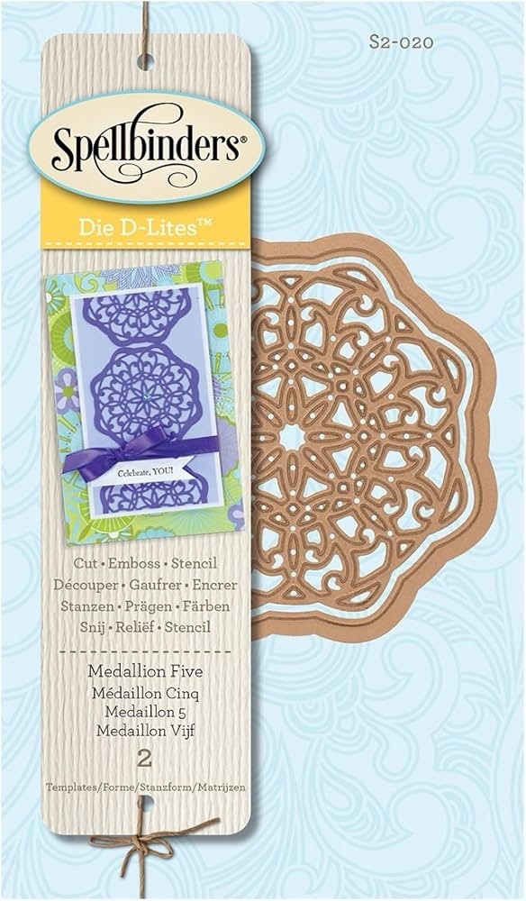 Spellbinders S2-020 Shapeabilities Die D-Lites Medallion Five etched die set.