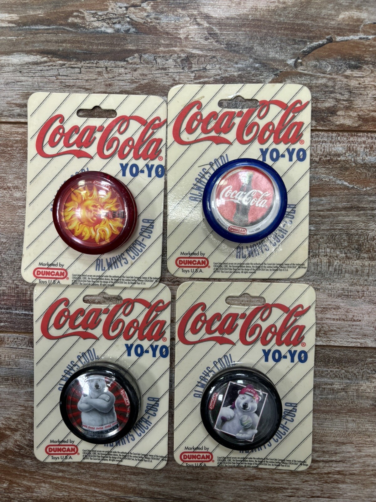 Set of 4 Vintage Original 1994 Duncan Coca Cola Yo-Yos New in Package