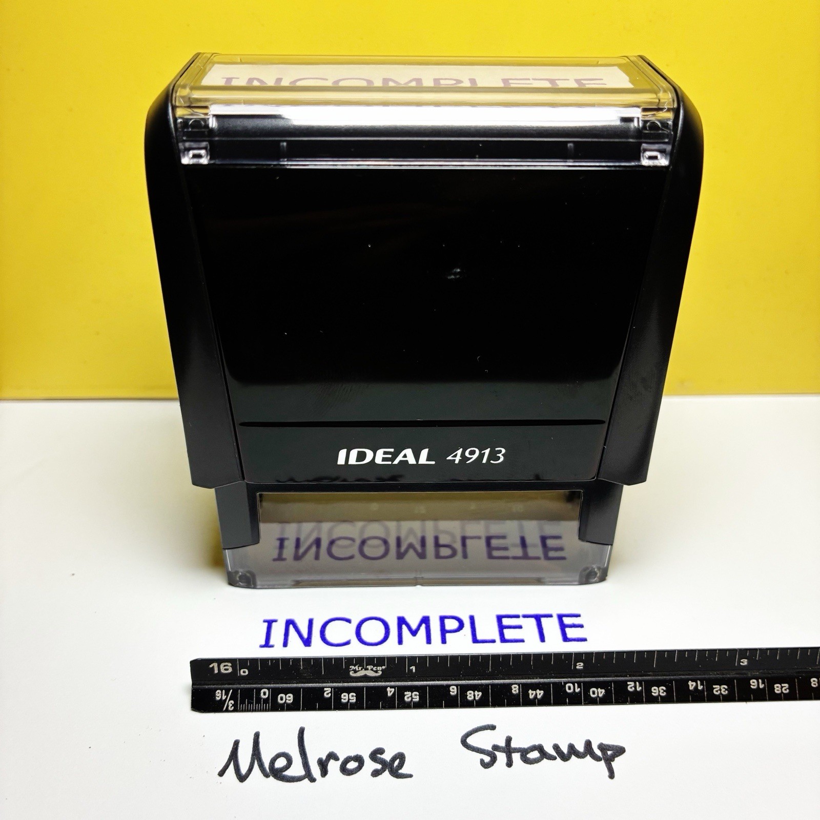 Incomplete Rubber Stamp Purple Ink Self Inking Ideal 4913