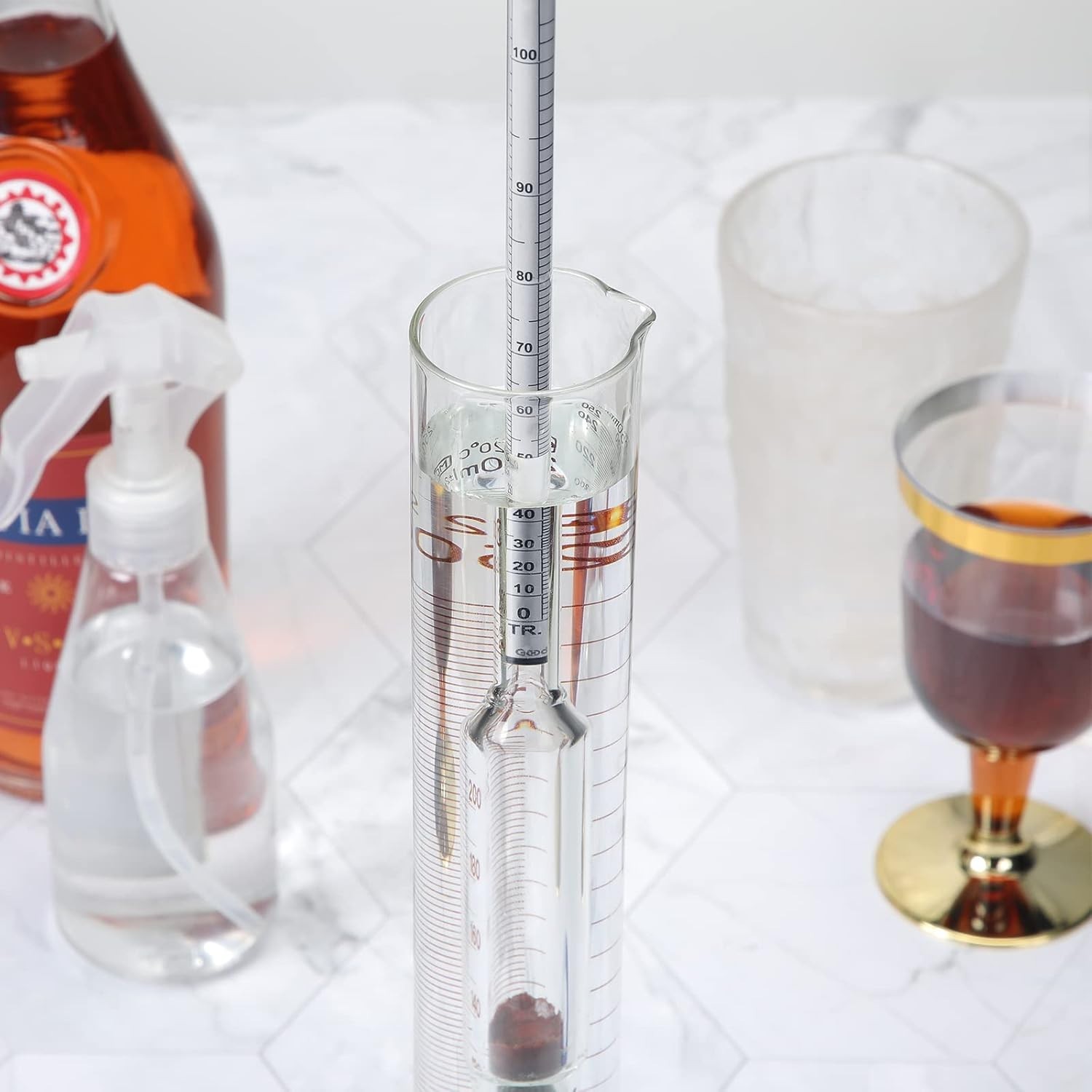 3 Pcs Glass Hydrometer Alcoholmeter 0-200 Proof, Alcohol Hydrometer Digital for