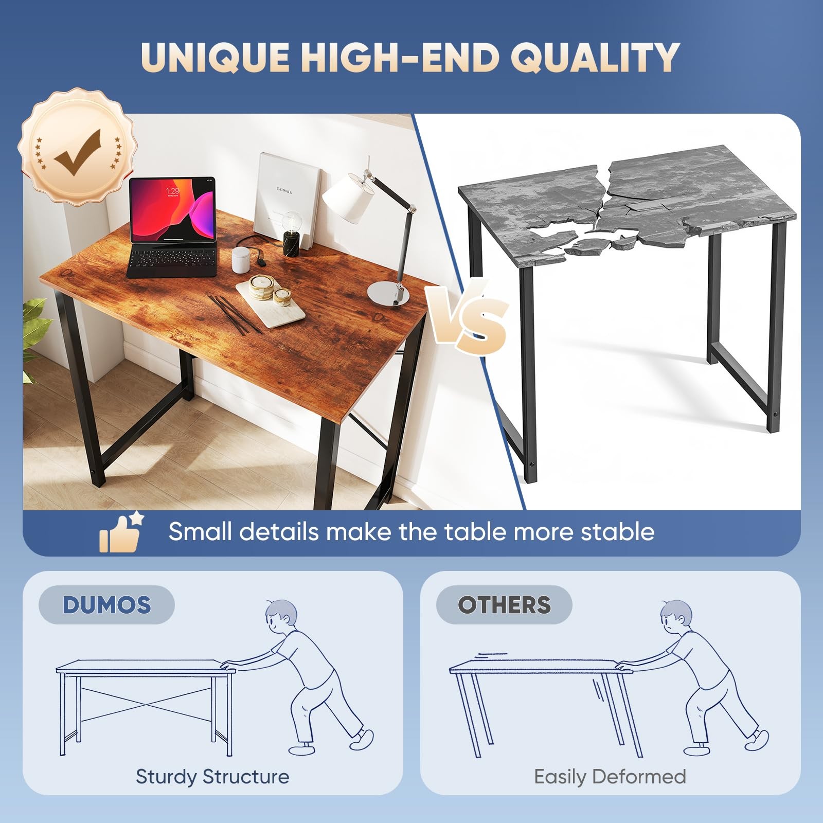 DUMOS 31 Inch Small Computer Desk for Home Office, Modern Study Writing Gamin...