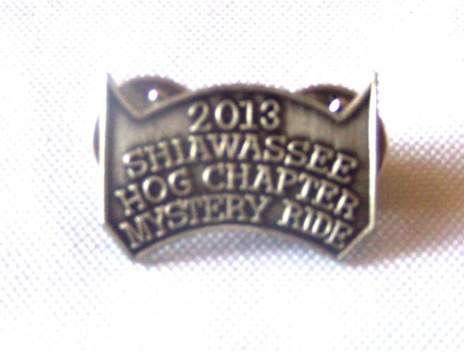 Harley Davidson 2013 HOG Chapter Shiawassee Michigan Mystery Ride Vest Pin