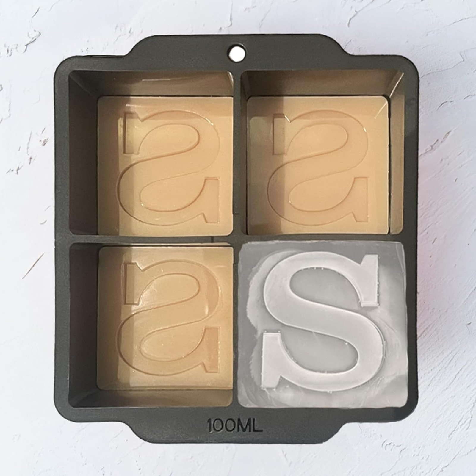 Letter S Monogram Ice Cube Mold Large 2 Inch Initials Silicone Tray Gifts for