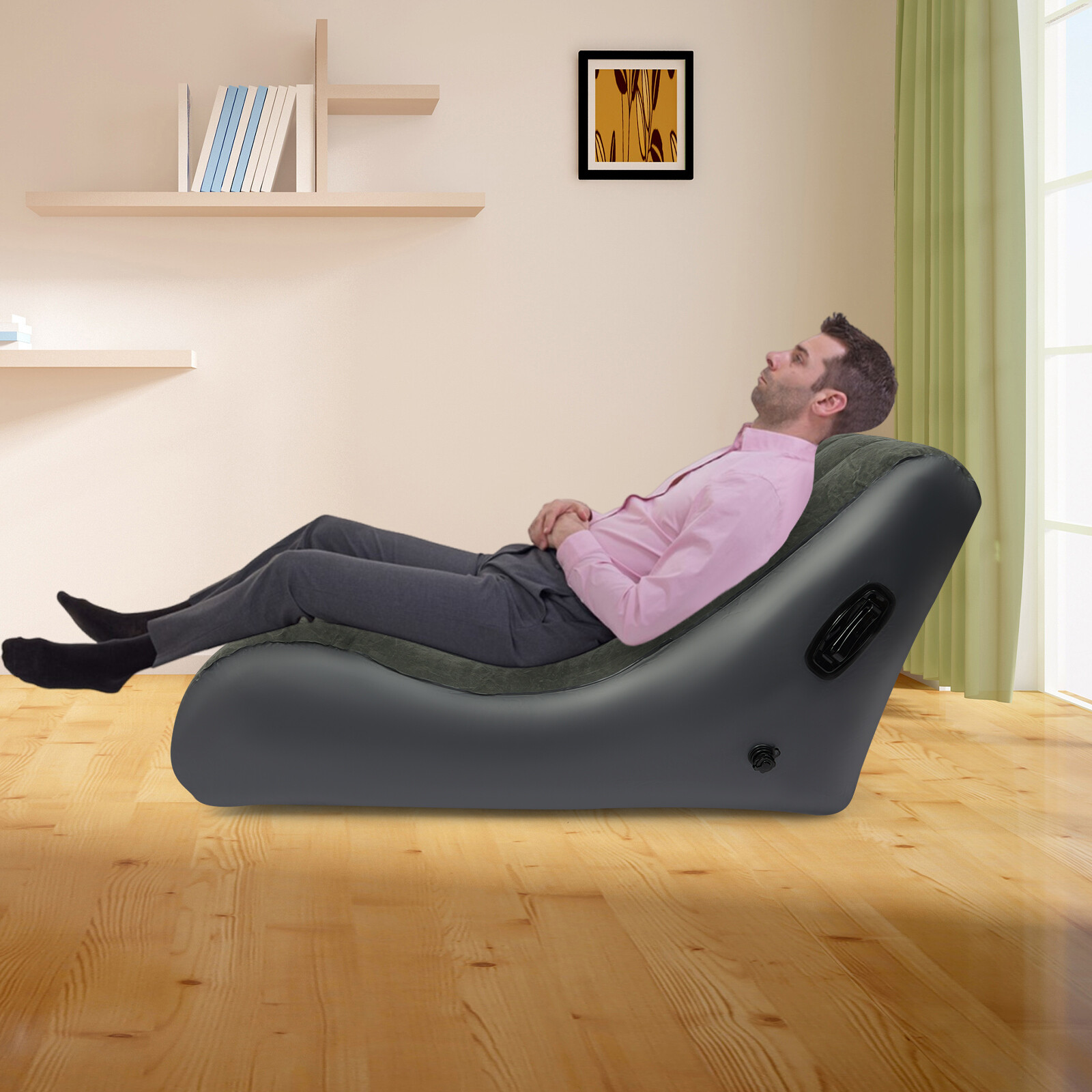 Modern Sofa Bed Inflatable Sofa Bed S-shaped Folding Sofa Bed 89.9*140*69.9cm