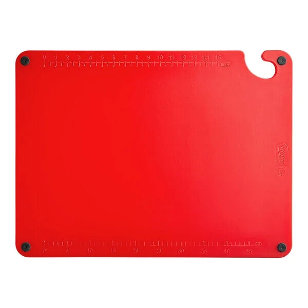 24" x 18" x 1/2" Red Polyethylene Cutting Board - NSF Listed & BPA Free