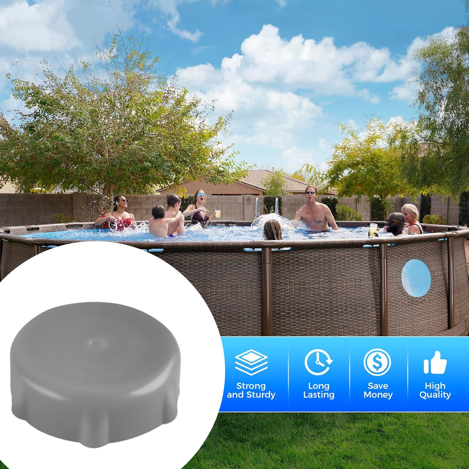 1 PCS Pool Gray Plastic Replace Drain Valve Cap For Coleman Pools P01010,P6D1158