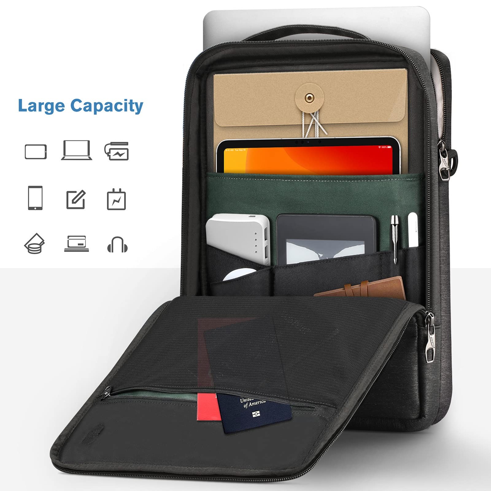 15.6-inch Laptop Shoulder Bag, Protective Computer Carrying Case with 16.2" M...