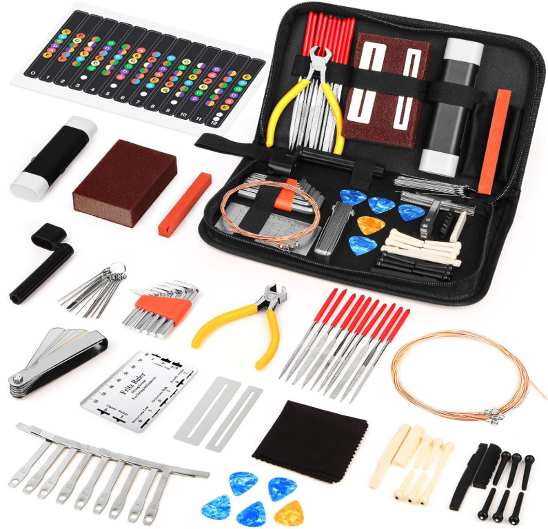 Kit 72 herramientas reparación guitarra con bolsa para acústica eléctrica bajo