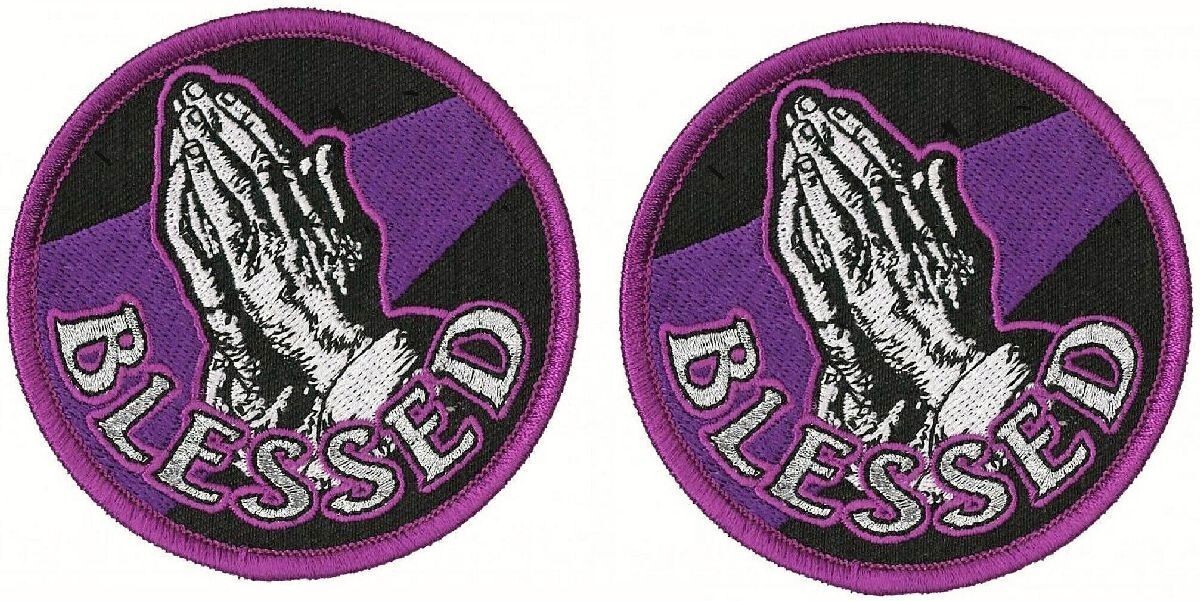 BLESSED PRAYING HANDS CHRISTIAN GOD EMBROIDERED PATCH |2PC  iron On Sew 3"x3"