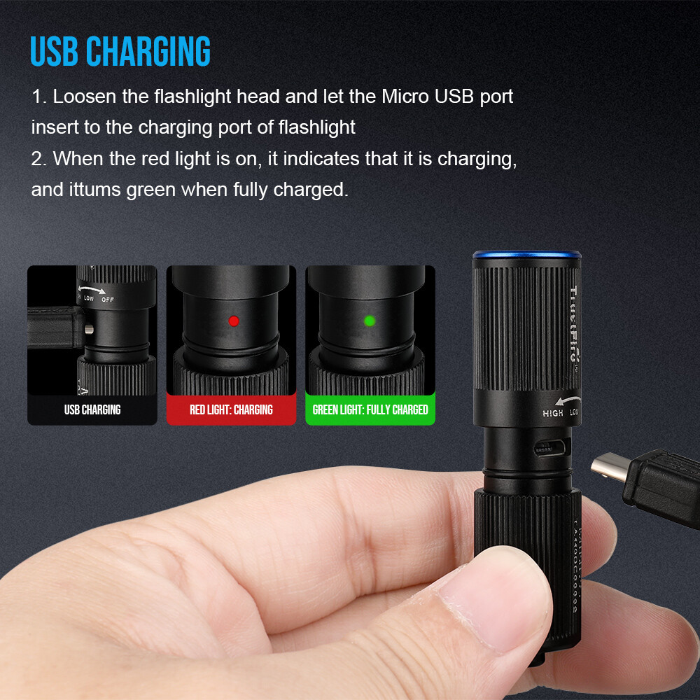 TrustFire Mini2s Keyring Mini Rechargeable LED Flashlight Torch Waterproof US