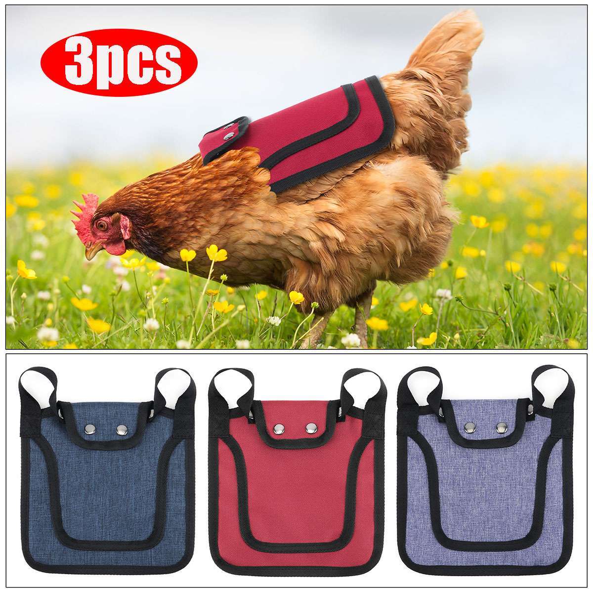 3pcs Pet Protection Back Wing Protector Hen Chicken Saddle Apron Jacket Coat