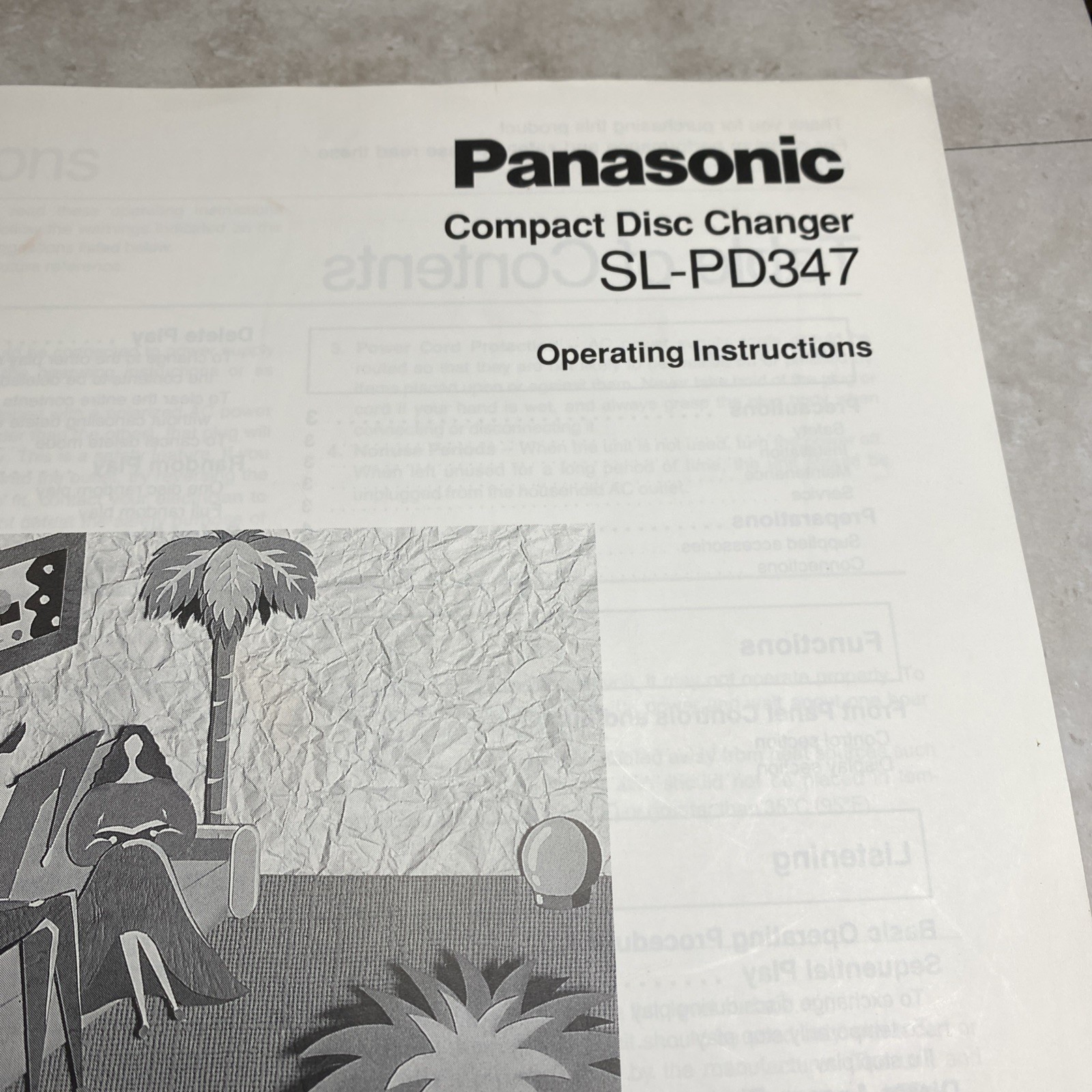 *Owners Manual Instructions Only* For Panasonic SL-PD347 Compact Disc Changer