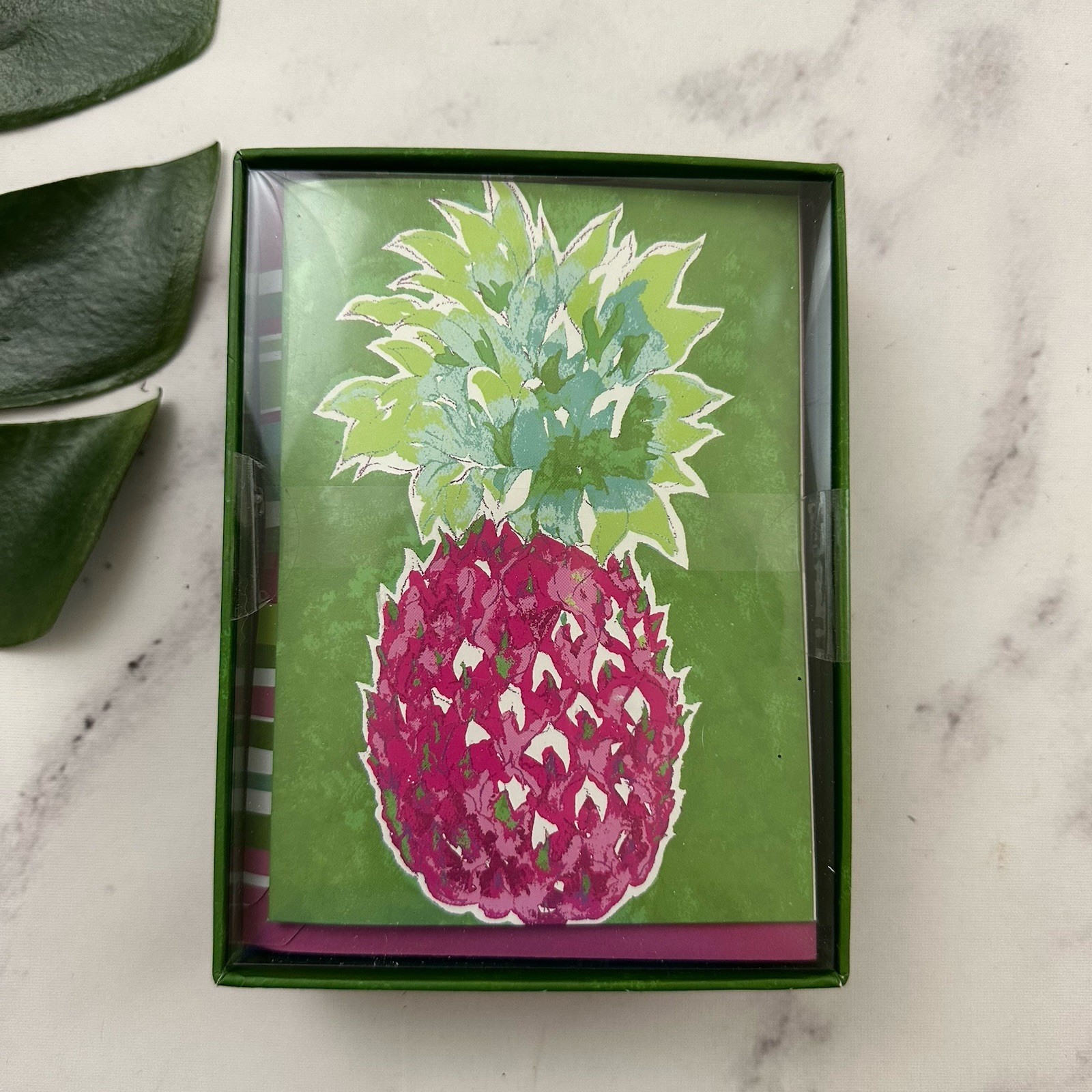 Cost Plus World Market Pineapple Print Note Cards Boxed Set New 12 Blank