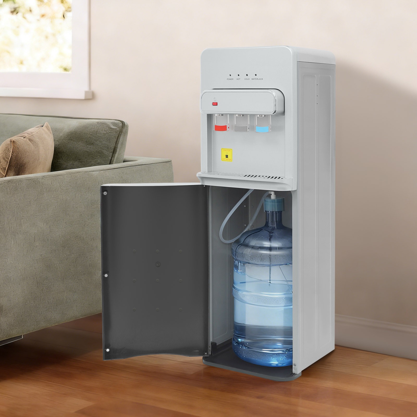 12.6*12.2*37.8in 550W Silver 5 Gallon Bottom Loading Water Cooler Dispenser