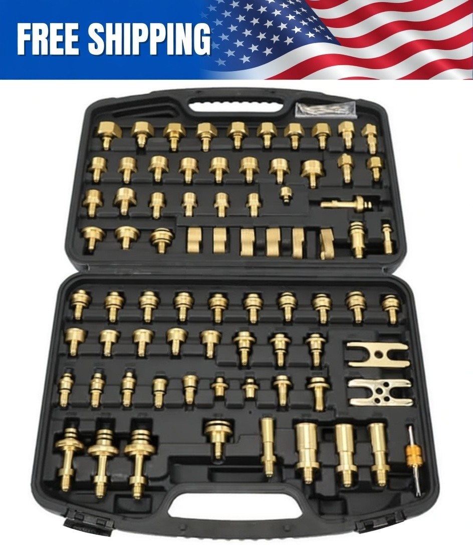 77pcs Automotive Air Conditioning Leak Test Kit Brass Ac Leak Detection Tools