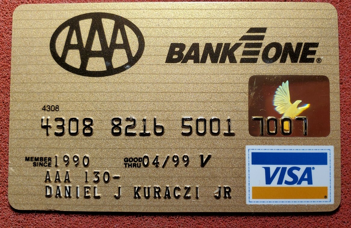 AAA BankOne Gold Visa credit card exp 1999. Our cc1652 Ohio Auto Club