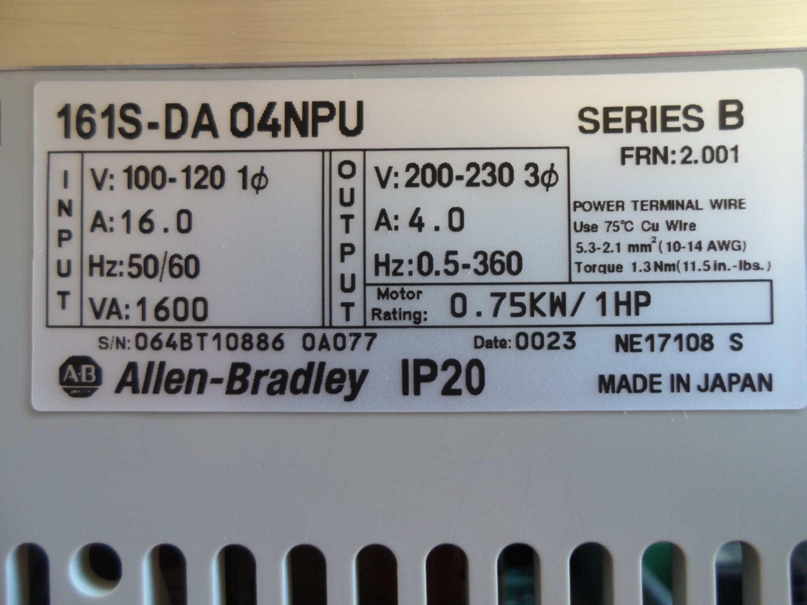 Allen-Bradley 161Bulletin variable speed drive VSD