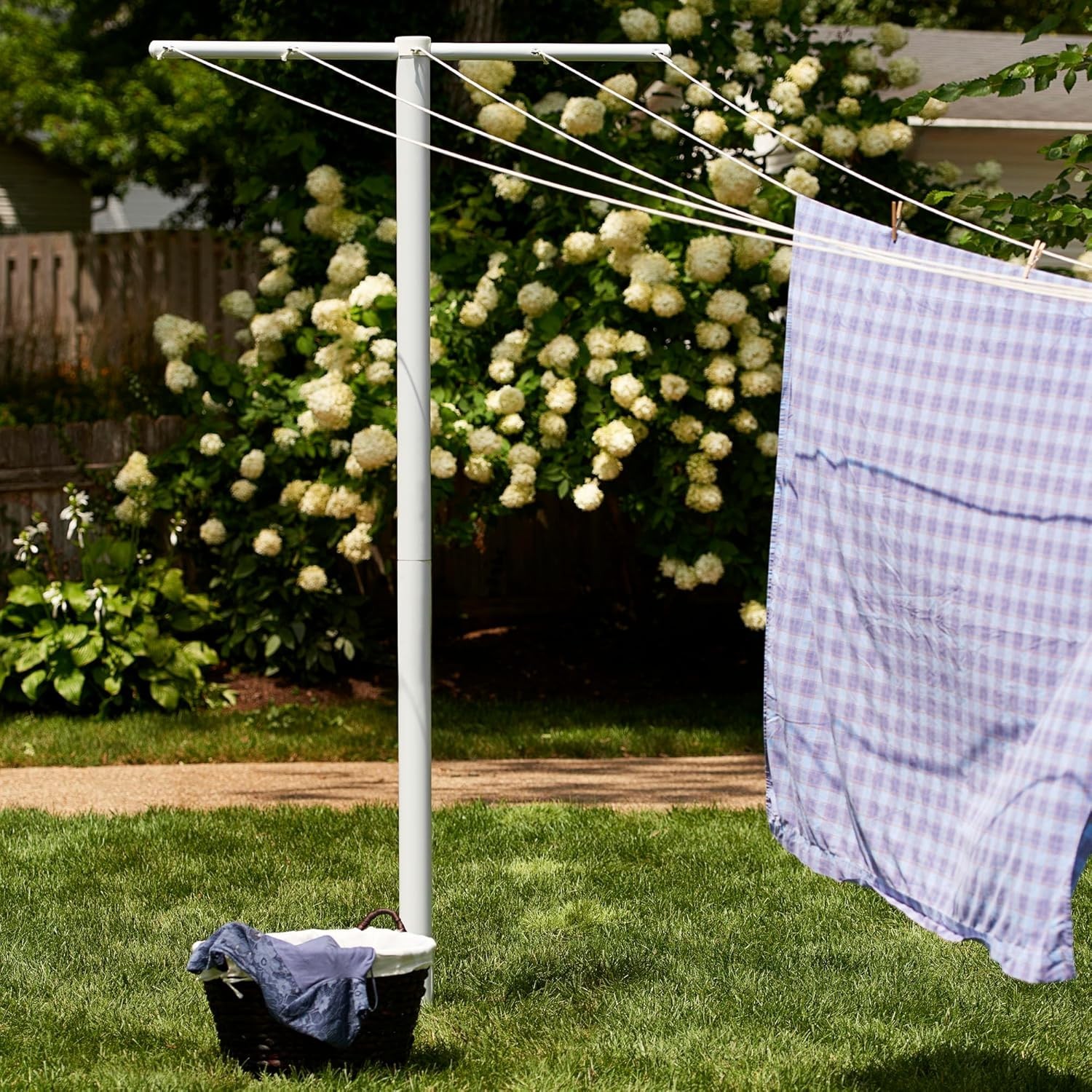 Mega Outdoor Clothesline Single T-Post White