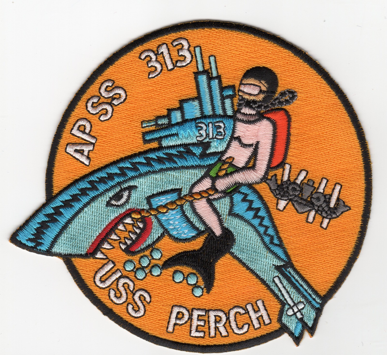 USS Perch SS 313 (APSS 313) - Diver Riding Sub BC Patch Cat No C5373