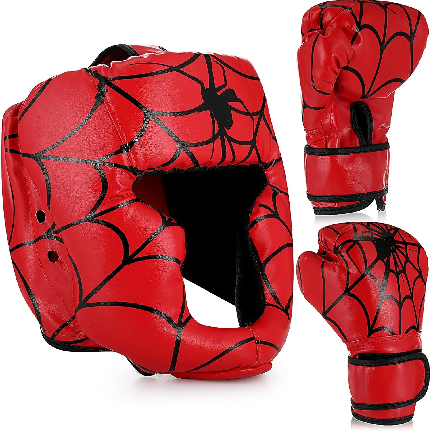 Boxing Headgear and Gloves Set for Kids 6oz Boxing Gloves and Wrestling Headgear