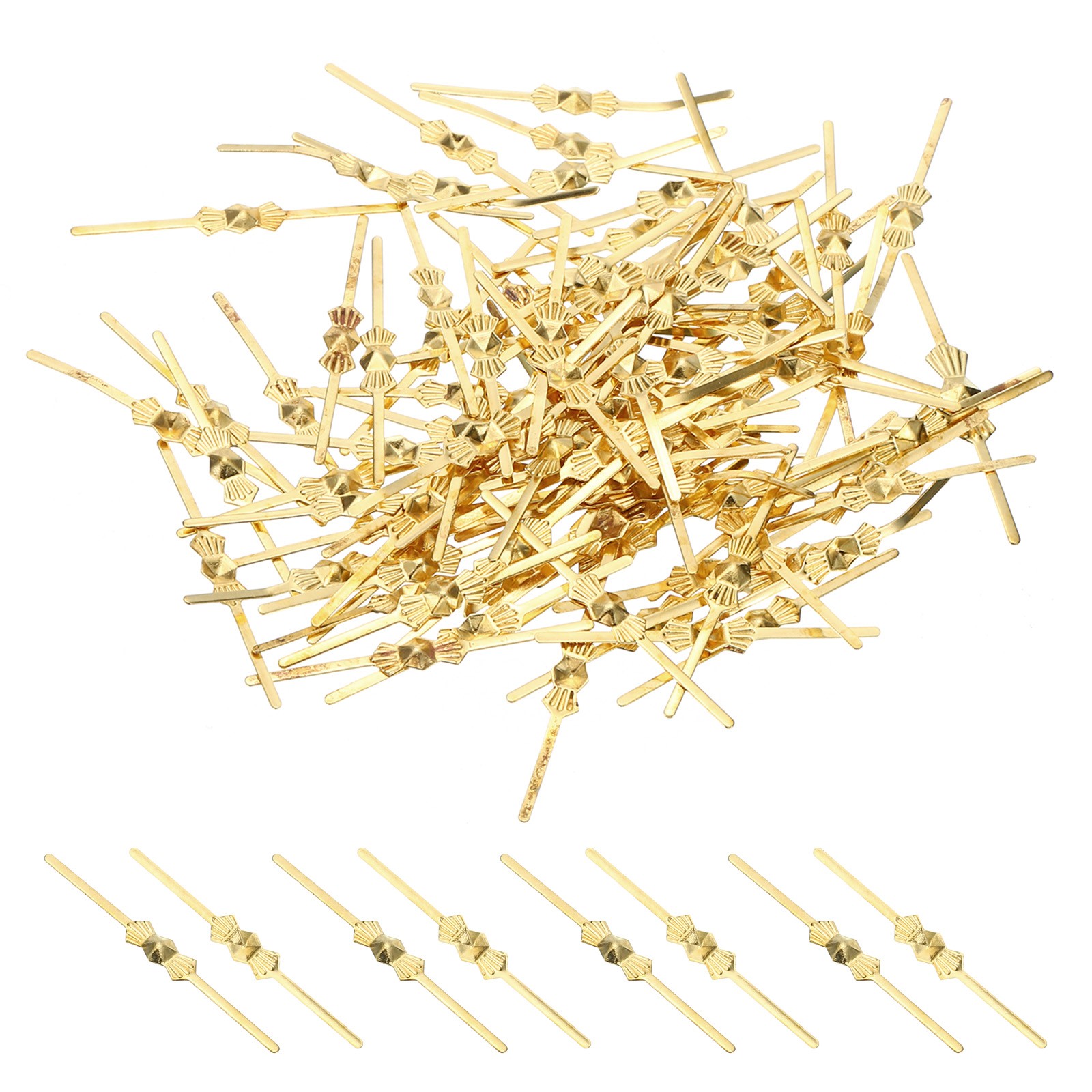 300Pcs 30mm/1.18" Copper Chandelier Bowtie Clip Connector Clip Gold Tone